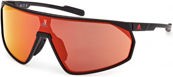 adidas SP0074 Prfm Shield Sunglasses, 02L - Matte Black / Roviex Mirror