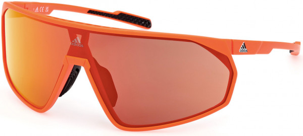 adidas SP0074 Prfm Shield Sunglasses, 43L - Matte Orange / Roviex Mirror