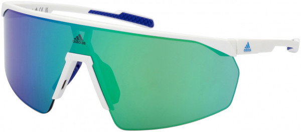 adidas SP0075 Prfm Shield Sunglasses, 21Q - White / Green Mirror