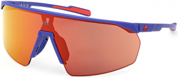 adidas SP0075 Prfm Shield Sunglasses, 91L - Matte Blue / Roviex Mirror