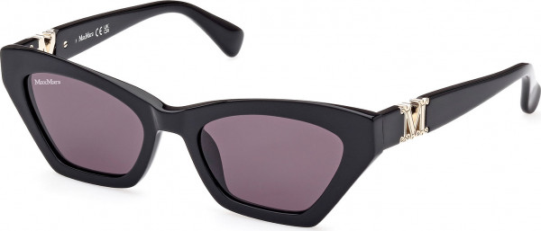 Max Mara MM0057 EMME13 Sunglasses, 01A - Shiny Black / Shiny Black