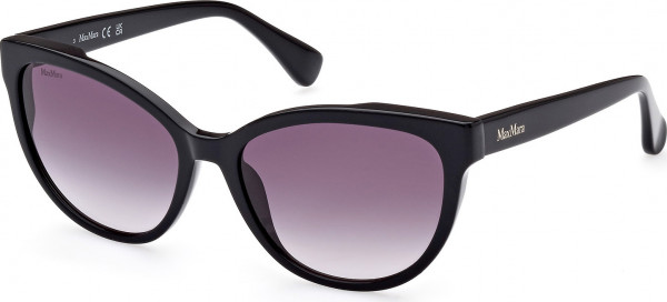 Max Mara MM0058 LOGO13 Sunglasses, 01B - Shiny Black / Shiny Black