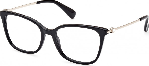 Max Mara MM5079 Eyeglasses, 001 - Shiny Black / Shiny Pale Gold