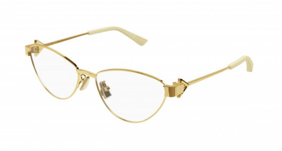 Bottega Veneta BV1188O Eyeglasses, 002 - GOLD with TRANSPARENT lenses