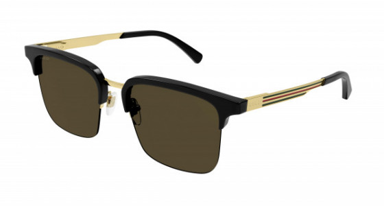 Gucci GG1226S Sunglasses, 001 - BLACK with GOLD temples and BROWN lenses