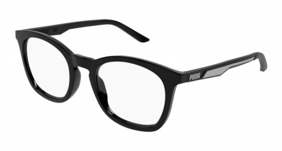 Puma PJ0065O Eyeglasses, 001 - BLACK with TRANSPARENT lenses
