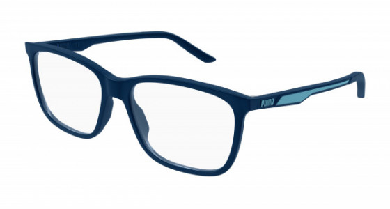 Puma PU0387O Eyeglasses, 002 - BLUE with TRANSPARENT lenses