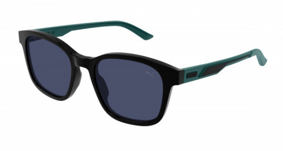 Puma PU0385S Sunglasses, 003 - BLACK with GREEN temples and VIOLET lenses