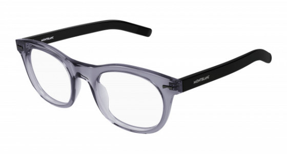 Montblanc MB0229O Eyeglasses, 003 - GREY with BLACK temples and TRANSPARENT lenses