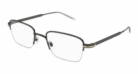 Montblanc MB0237O Eyeglasses, 005 - GUNMETAL with TRANSPARENT lenses