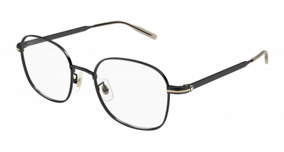 Montblanc MB0238OK Eyeglasses, 002 - BLACK with TRANSPARENT lenses