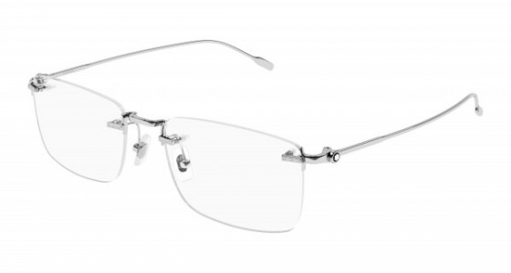 Montblanc MB0241O Eyeglasses, 001 - SILVER with TRANSPARENT lenses