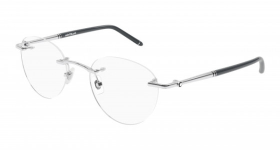 Montblanc MB0244O Eyeglasses, 002 - SILVER with GREY temples and TRANSPARENT lenses
