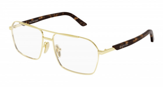 Balenciaga BB0248O Eyeglasses, 002 - GOLD with HAVANA temples and TRANSPARENT lenses