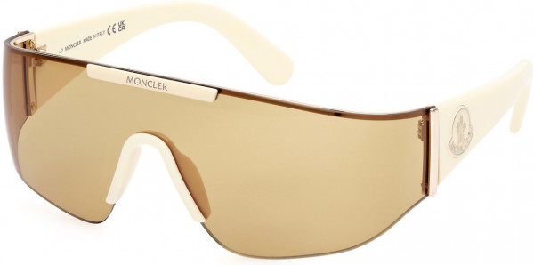 Moncler ML0247 Ombrate Sunglasses, 25E - Solid Ivory, Shiny Pale Gold / Honey Lens