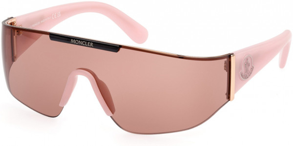 Moncler ML0247 Ombrate Sunglasses, 72E - Milky Candy Pink / Shiny Pink Gold / Burned Pink Lens