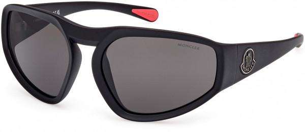 Moncler ML0248 Pentagra Sunglasses, 02A - Matte Black / Smoke Lenses