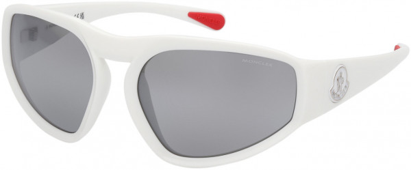 Moncler ML0248 Pentagra Sunglasses, 21C - Optical White / Smoke Mirror Lenses