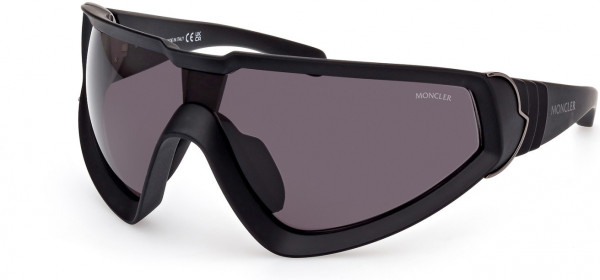 Moncler ML0249 Wrapid Sunglasses, 02A - Matte Black / Smoke Lenses