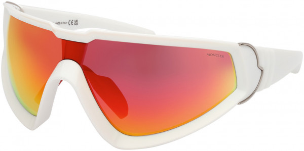 Moncler ML0249 Wrapid Sunglasses, 21G - Optical White / Red Mirror Lenses