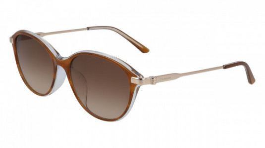 Calvin Klein CK19713SA Sunglasses, (256) AMBER HORN/CRYSTAL