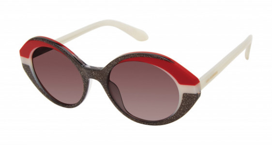 Lulu Guinness L185 Sunglasses, Black/Red (BLK)