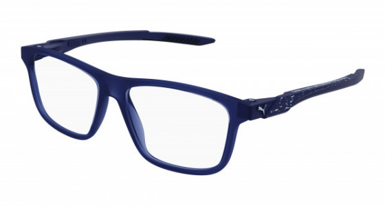 Puma PU0394O Eyeglasses, 002 - BLUE with TRANSPARENT lenses