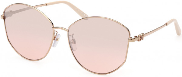Bally BY0103-H Sunglasses, 28T - Shiny Rose Gold / Gradient Peach Lenses