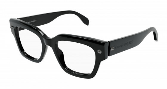 Alexander McQueen AM0411O Eyeglasses, 001 - BLACK with TRANSPARENT lenses