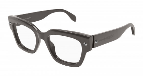 Alexander McQueen AM0411O Eyeglasses, 003 - BROWN with TRANSPARENT lenses
