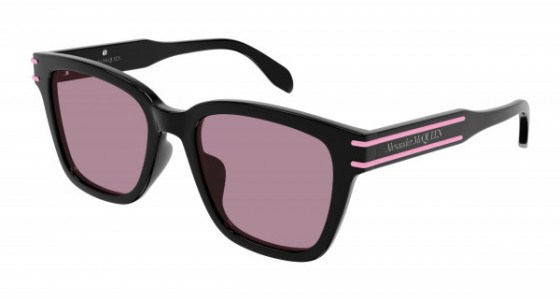Alexander McQueen AM0399SA Sunglasses, 002 - BLACK with PINK lenses