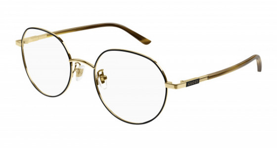 Gucci GG1349O Eyeglasses, 003 - GOLD with HAVANA temples and TRANSPARENT lenses