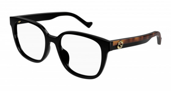 Gucci GG1305OA Eyeglasses, 001 - BLACK with HAVANA temples and TRANSPARENT lenses