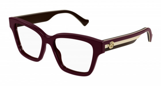 Gucci GG1302O Eyeglasses, 005 - BURGUNDY with TRANSPARENT lenses