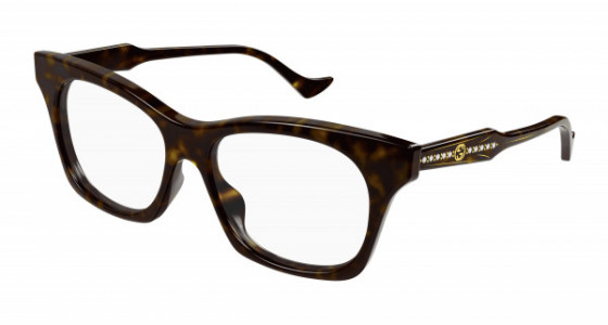 Gucci GG1299O Eyeglasses, 002 - HAVANA with TRANSPARENT lenses