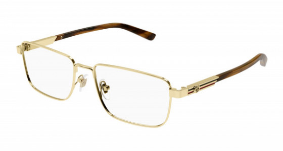 Gucci GG1291O Eyeglasses, 002 - GOLD with HAVANA temples and TRANSPARENT lenses