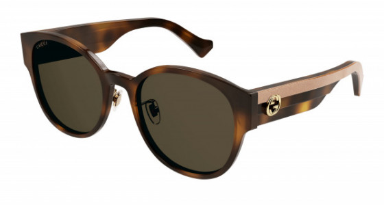 Gucci GG1304SK Sunglasses, 003 - HAVANA with CRYSTAL temples and BROWN lenses