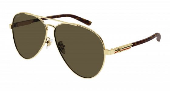 Gucci GG1288SA Sunglasses, 002 - GOLD with HAVANA temples and BROWN lenses