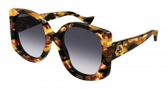 Gucci GG1257S Sunglasses, 004 - HAVANA with BLUE lenses