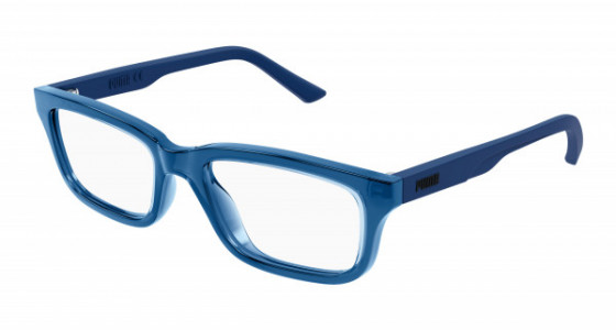 Puma PJ0068O Eyeglasses, 004 - BLUE with TRANSPARENT lenses
