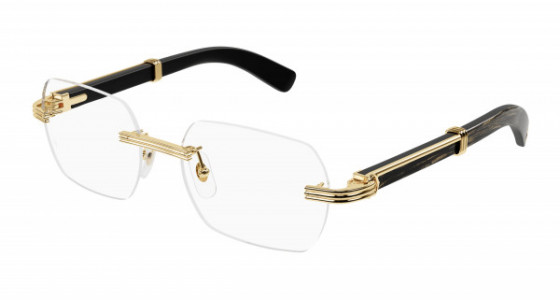 Cartier CT0423O Eyeglasses, 001 - GOLD with BLACK temples and TRANSPARENT lenses