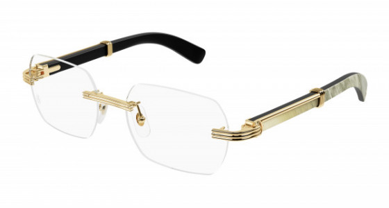 Cartier CT0423O Eyeglasses, 003 - GOLD with WHITE temples and TRANSPARENT lenses