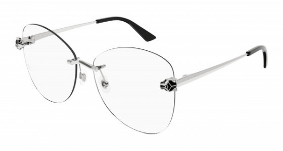 Cartier CT0418O Eyeglasses, 002 - SILVER with TRANSPARENT lenses