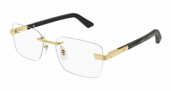 Cartier CT0411O Eyeglasses, 001 - GOLD with BLACK temples and TRANSPARENT lenses