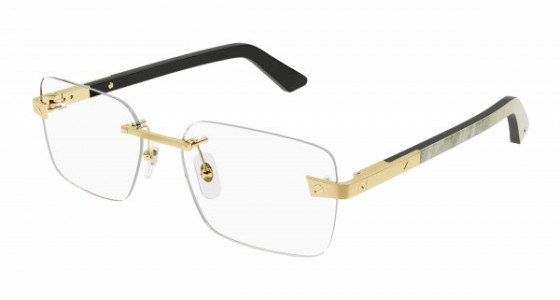 Cartier CT0411O Eyeglasses, 003 - GOLD with WHITE temples and TRANSPARENT lenses