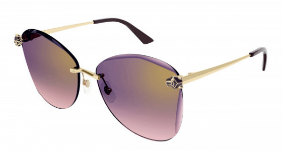 Cartier CT0398S Sunglasses, 003 - GOLD with VIOLET lenses