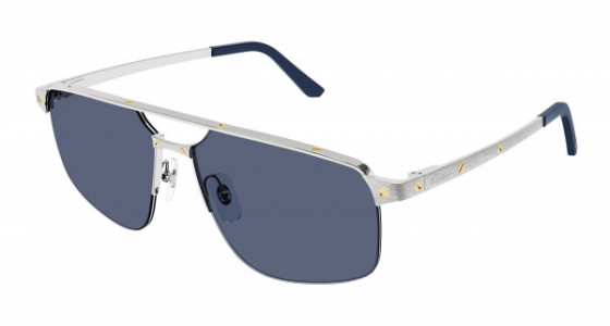Cartier CT0385S Sunglasses, 004 - SILVER with BLUE lenses