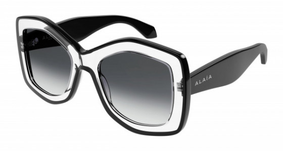 Azzedine Alaïa AA0066S Sunglasses, 001 - CRYSTAL with BLACK temples and GREY lenses