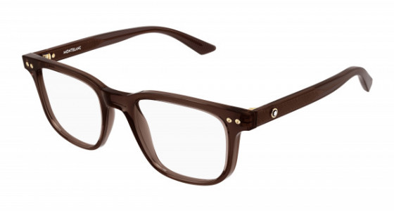 Montblanc MB0256O Eyeglasses, 006 - BROWN with TRANSPARENT lenses