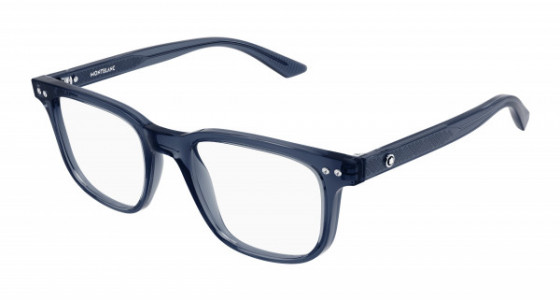 Montblanc MB0256O Eyeglasses, 007 - BLUE with TRANSPARENT lenses